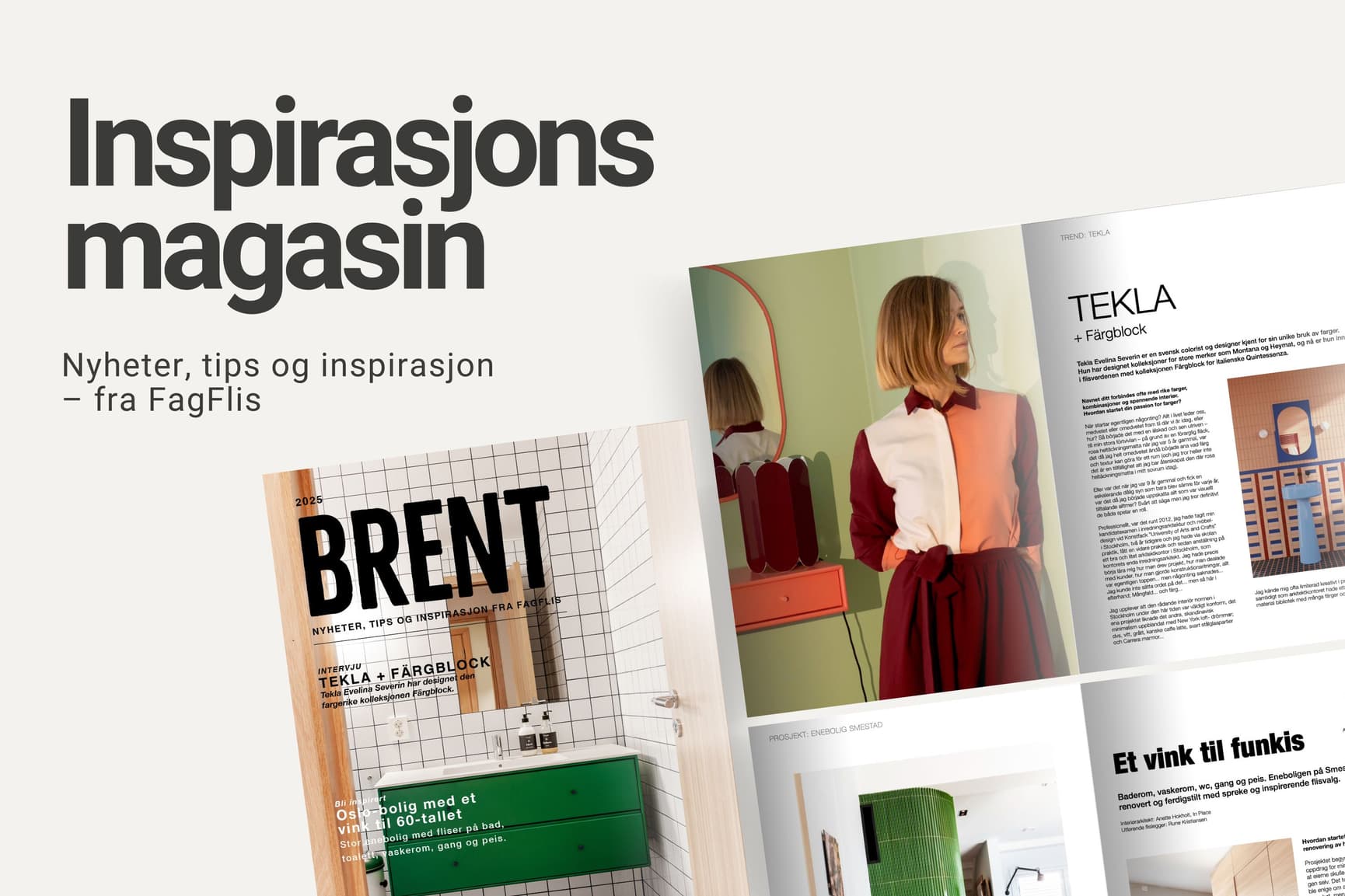 Mockup av FagFlis` inspirasjonsmagasin BRENT